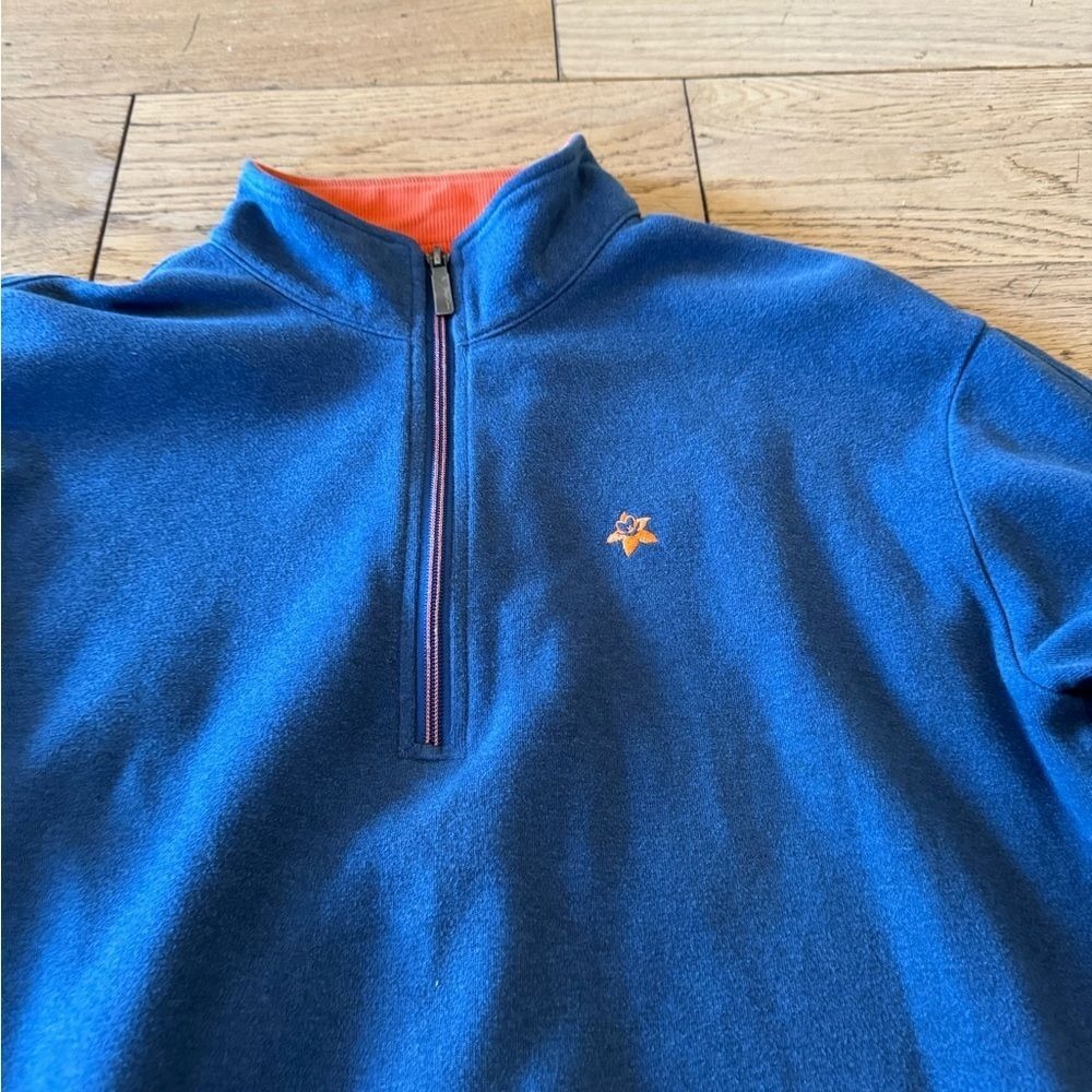 Straight Down Blue 100% Cotton Quarter Zip Pullover Sweater Size Medium (1096)